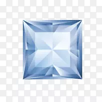 蓝色钻石首饰剪贴画-创意盒钻石