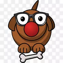 狗猫夹艺术.戴眼镜的卡通棕色小狗