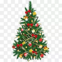 圣诞老人圣诞树装饰剪贴画-圣诞树