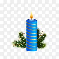 蓝色圣诞蜡烛生日蛋糕夹免费圣诞树蜡烛拉料