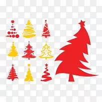 圣诞老人圣诞树剪贴画-圣诞树