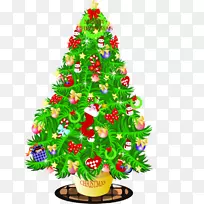 圣诞老人圣诞树礼物-绿色圣诞树