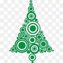 圣诞树留声机记录圣诞节装饰.由绿色圆圈组成的圣诞树