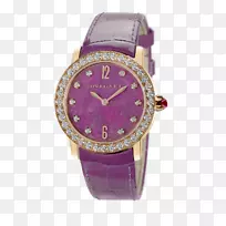 宝格丽自动手表运动扣-宝格丽手表紫色手表玫瑰金钻石女式