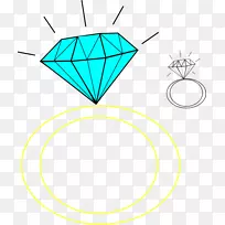 订婚戒指蓝色钻石剪辑艺术-钻石戒指卡通
