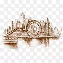 高层建筑素描-城市剪影