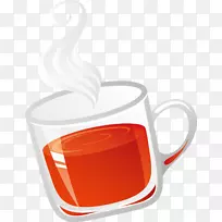 橙汁汽水喝咖啡杯-用杯子装饰的果汁