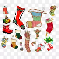 圣诞装饰品圣诞长袜剪贴画圣诞长统袜创意