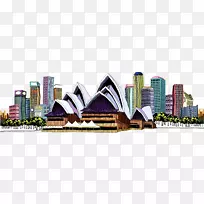 悉尼歌剧院绘画插图-现代城市