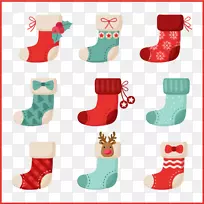 圣诞老人圣诞长统袜袜子圣诞卡片颜色可爱的圣诞长袜
