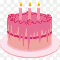 生日蛋糕，草莓奶油蛋糕，短蛋糕，糖霜蛋糕-生日蛋糕的照片和蜡烛