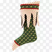 圣诞长统袜袜子袜漆绿色和白色圣诞袜