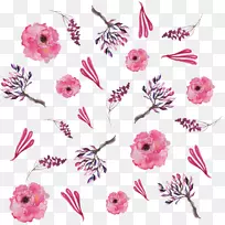 花卉设计水彩画粉红图案浪漫粉红花纹