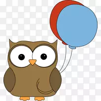 猫头鹰派对生日剪贴画-气球动物剪贴画