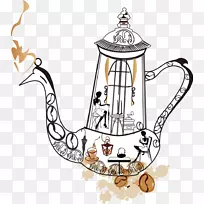 咖啡茶馆插图-简笔壶