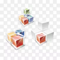 立方体三维空间彩色立体彩色盒材料