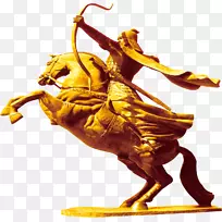 剪贴画-古代战地将军骑在马背射箭图案