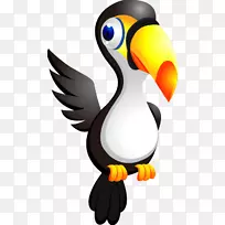 鹦鹉亚当给动物取名为a-z卡通企鹅夹艺术手绘卡通鹦鹉图案。