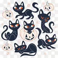 黑猫画插图-黑猫南瓜