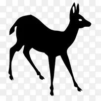 白尾鹿驼鹿剪影艺术-动物剪影，剪影剪贴画