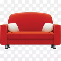 桌子家具沙发椅-红色沙发家具图标PNG