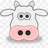 肉牛乳牛动画剪贴画-牛头轮廓