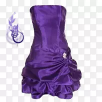婚纱礼服时尚服装-短紫色连衣裙PNG