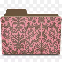 粉红棕色佩斯利视觉艺术图案-文件夹锦缎玫瑰