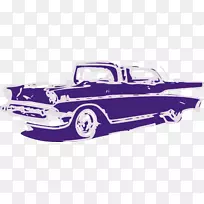 跑车福特野马经典汽车剪贴画-紫色古董剪贴画