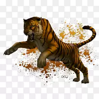 虎狮画灰狼艺术-猎豹