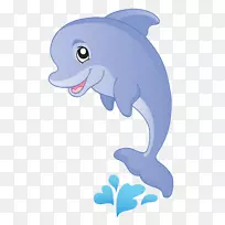 鱼类卡通水生动物剪贴画-海豚