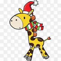 长颈鹿圣诞老人圣诞装饰品-长颈鹿