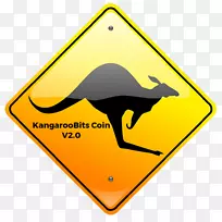 澳大利亚袋鼠警告标志剪贴画-袋鼠