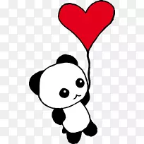 大熊猫画可爱的爱情-熊猫