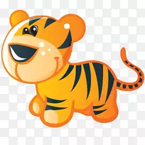 虎宝宝，孟加拉虎，可爱的剪贴画-老虎