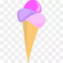 冰淇淋圆锥形圣代华夫饼-冰