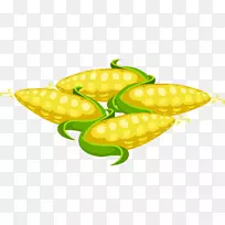 玉米芯上的爆米花，电脑图标，剪贴画.玉米