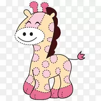 婴儿长颈鹿免费剪贴画-粉红色长颈鹿剪贴画