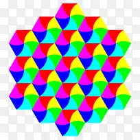 镶嵌六角形瓷砖三角夹艺术-笔画剪贴画