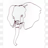 印度象非洲象画剪贴画象脸轮廓