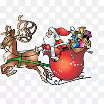 Ded Moroz圣诞老人驯鹿圣诞剪贴画-圣诞老人雪橇