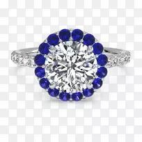 宝石订婚戒指珠宝.蓝宝石