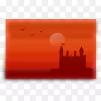 日落鸟夹艺术-城堡