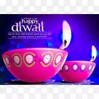 Diwali幸福祝愿Diya问候-Diwali
