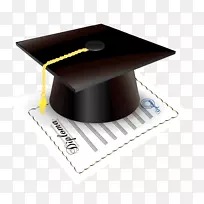 方形学术帽毕业典礼文凭剪贴画-毕业典礼