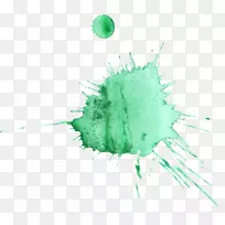 透明水彩轮水彩花水彩画绿色水彩笔