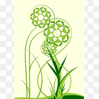 微软PowerPoint绿色剪贴画-绿色花卉