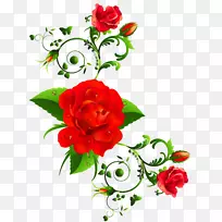 国际妇女节贺卡情人节剪贴画-红花