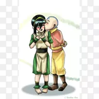 Aang Zuko Sokka Toph Beifong扇艺术-Aang