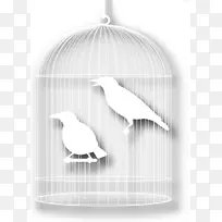 鸟类卡通剪影-鸟笼